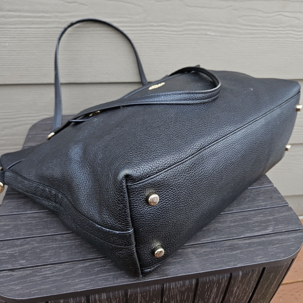 Coach Black Leather Tote with Gold Hardware - Picture 9 of 16